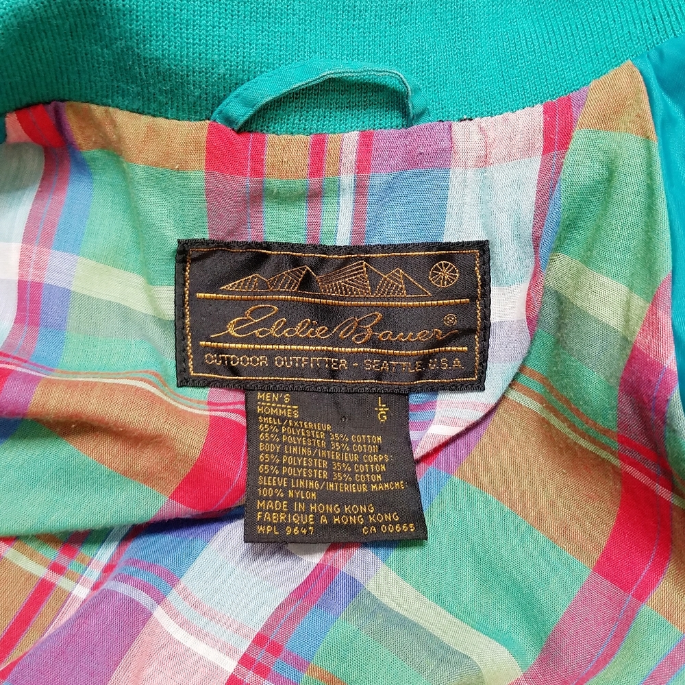 Eddie Bauer VTG Teal Plaid Lined Soft Shell Jacket - Picture 5 of 5